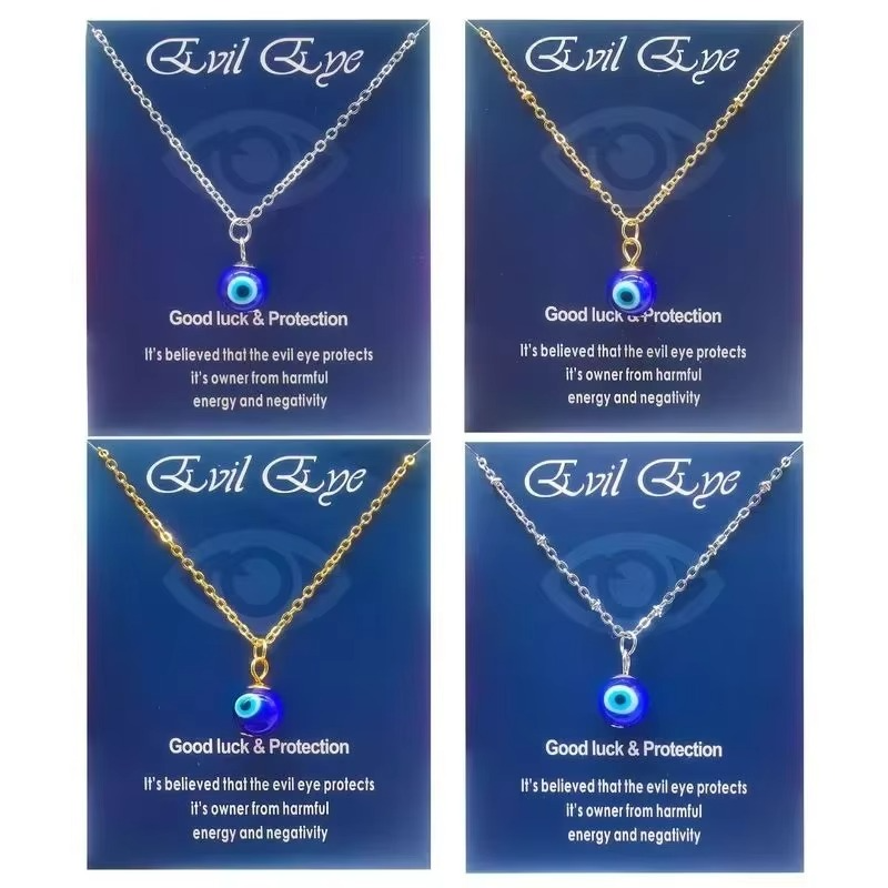 Norvo | Blå Ondt Øye Krageben Halskjede i Rustfritt Stål