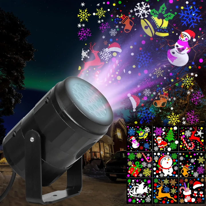 Norvo | LED Jule Projektor SnowMotion | 16 Roterende Mønstre | Innendørs & Utendørs | Julebelysning for Hjem, Hage & Fest
