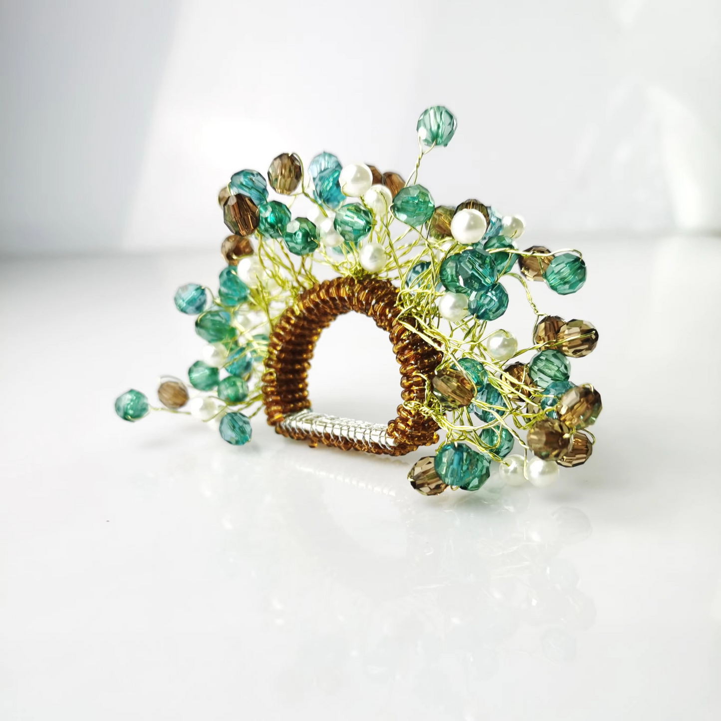 Norvo | Fargerik Akryl Perle Serviettring Sett med 4