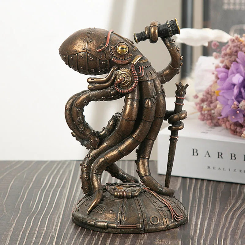 Norvo | Steampunk Blekkulf Mekanisk Reisende Figurer Hjemmedekorasjoner
