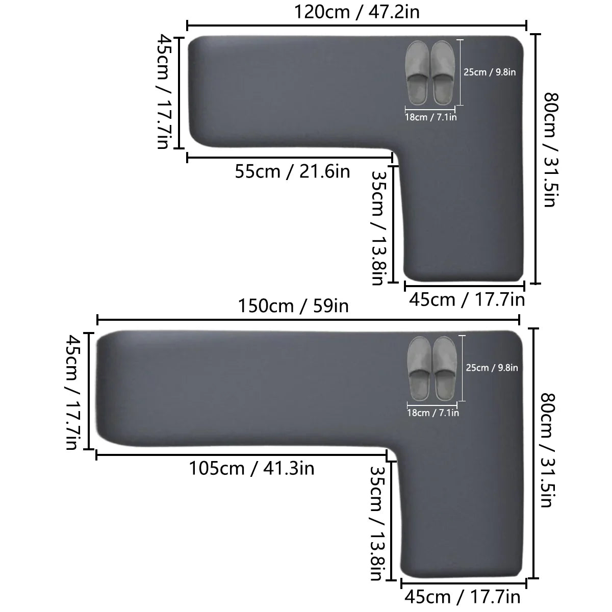 Norvo | CleanLuxe Kjøkkenteppe | L-formet & Tykk | Rutsjebeskyttet, Oljeabsorberende & Skittavvisende | Myk Flanell for Mer Komfort