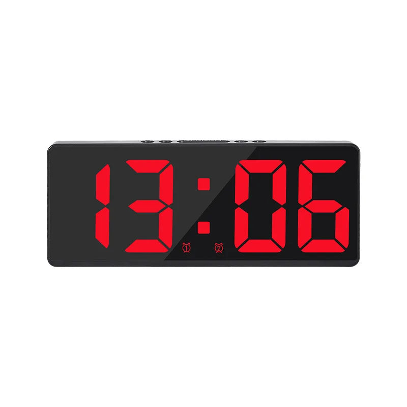 Norvo | Akryl/Speil Digital Vekkerklokke - Talekontroll, batteridrevet bordklokke med slumrefunksjon & nattmodus - 12/24H LED Elektroniske Klokker