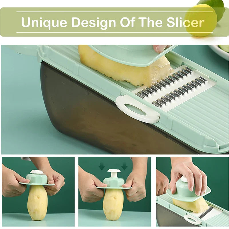 Norvo | SchnippelMeister Grønnsakskutter 5-i-1 | Multi Kutter med Innsamling Container | Rivjern, Skiver & Hakkere | BPA-fri & Oppvaskmaskin Sikker | 27×11×10 cm