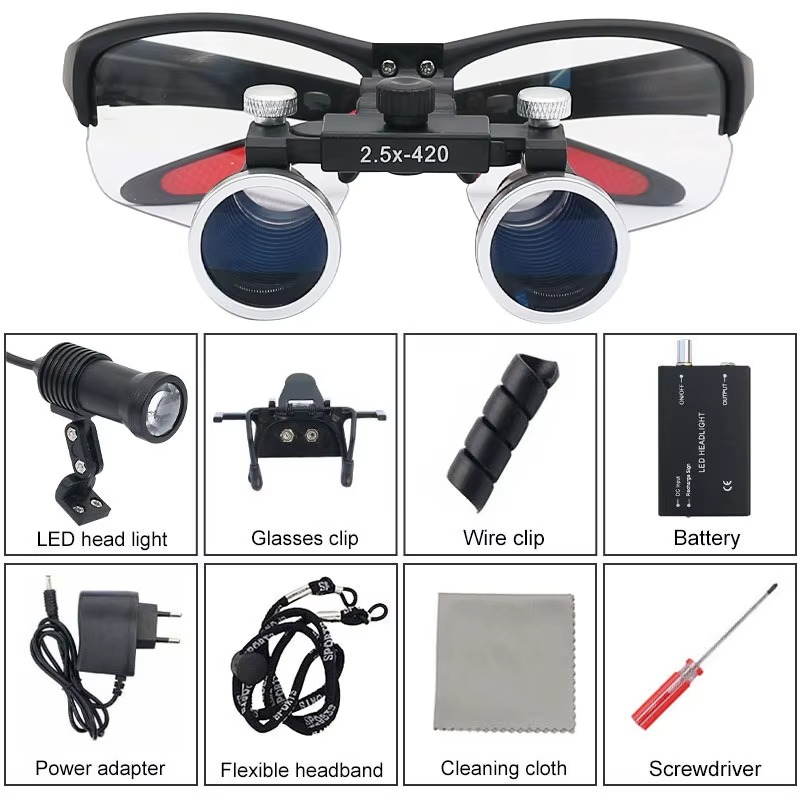 Norvo | Avanserte 5W LED Dental Loupe med dobbelt forstørrelse og justerbart hodelys