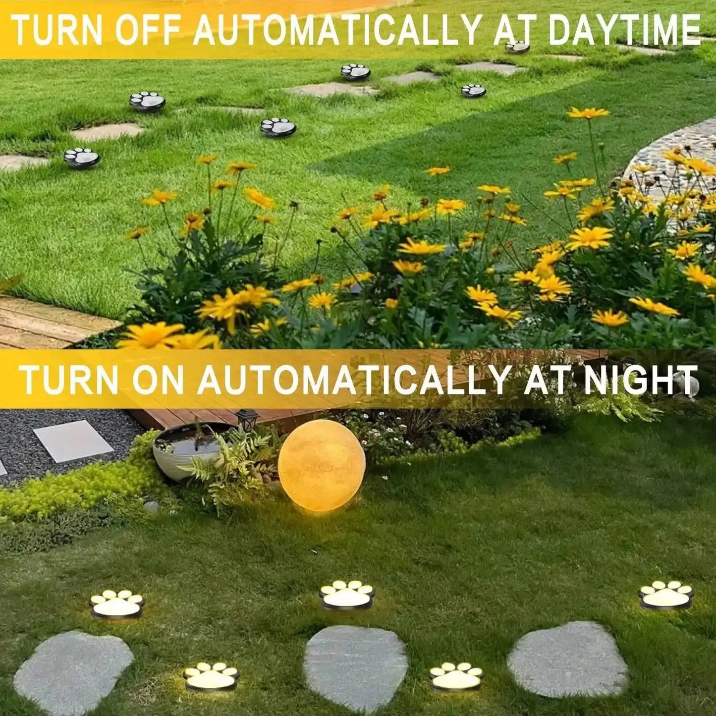 Norvo | Solcellelampe i poteavtrykkdesign – LED hagebelysning i flerfarge til utendørsbruk