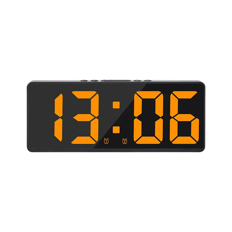 Norvo | Akryl/Speil Digital Vekkerklokke - Talekontroll, batteridrevet bordklokke med slumrefunksjon & nattmodus - 12/24H LED Elektroniske Klokker