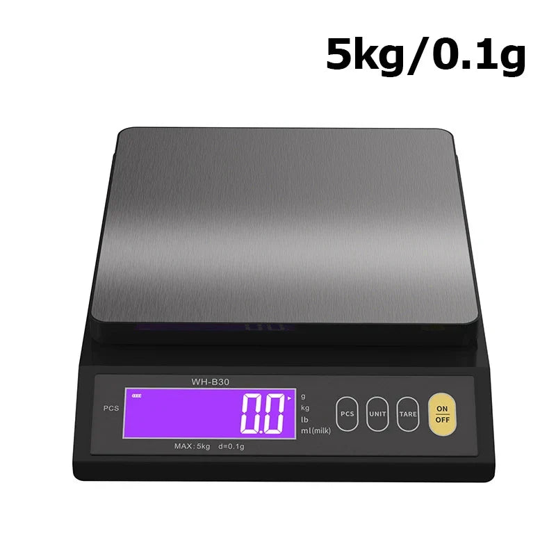 Norvo | 5 kg/0,1 g og 10 kg/1 g digital elektronisk kjøkkenvekt, LCD-skjerm, hel vanntett rustfritt stålværktøy for baking