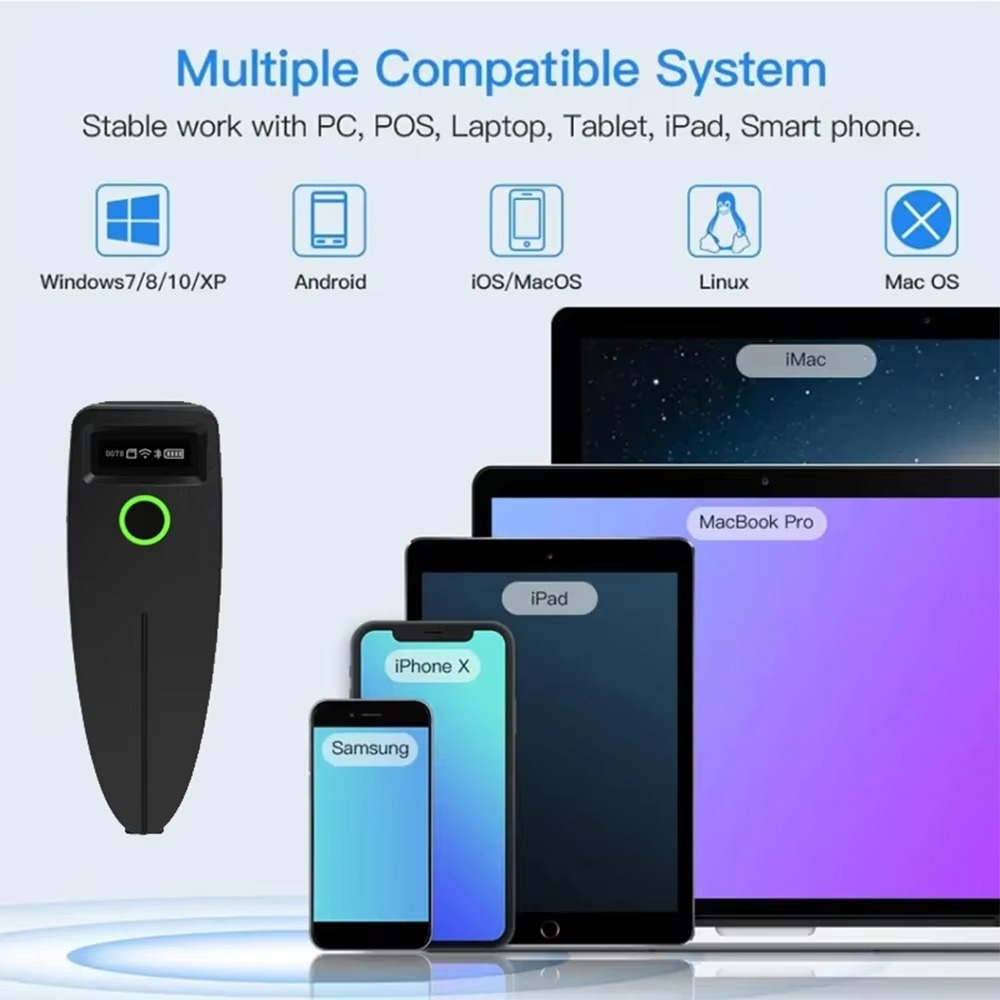 Norvo | Bærbar strekodeskanner med OLED-skjerm og vibrasjonsfeedback