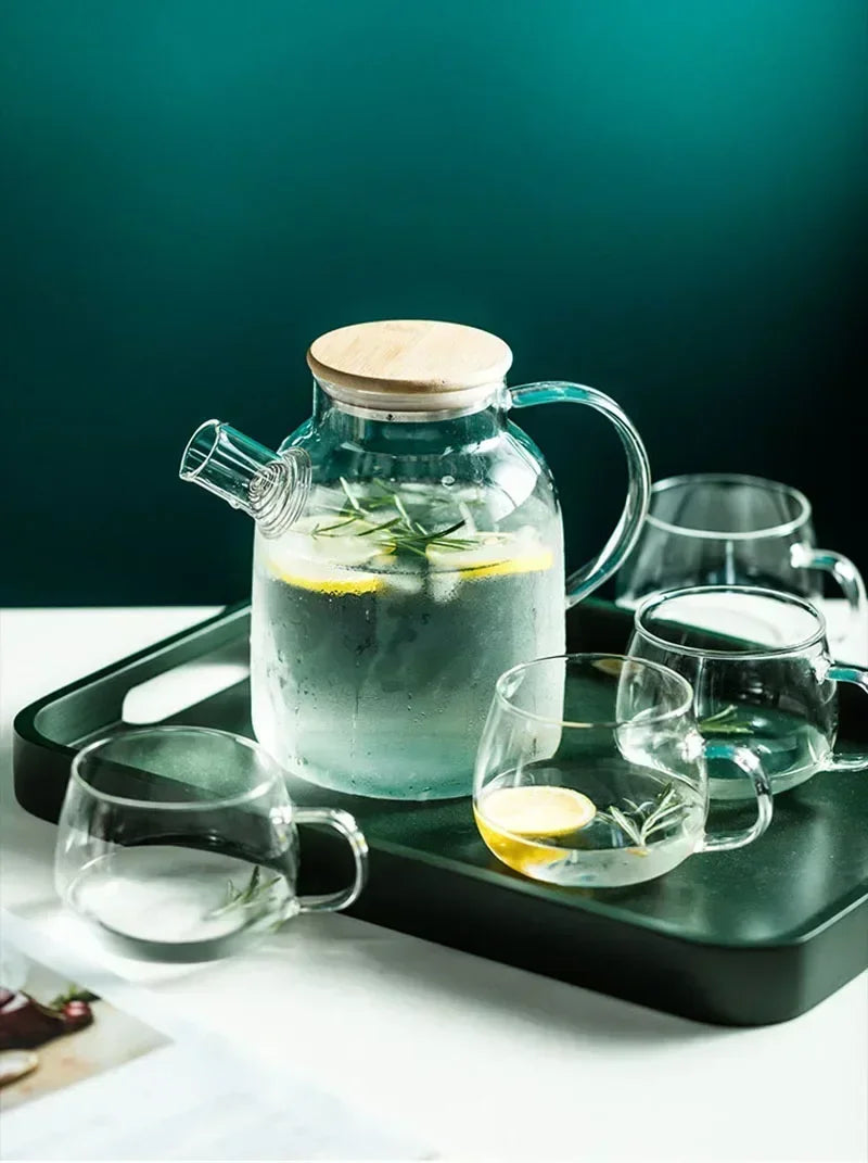 Norvo | 1.8L Gjennomsiktig Borosilikatglass Tekanne – Varmebestandig stor klar tekanne for Puer, Blomsterte, Kontor & Hjem