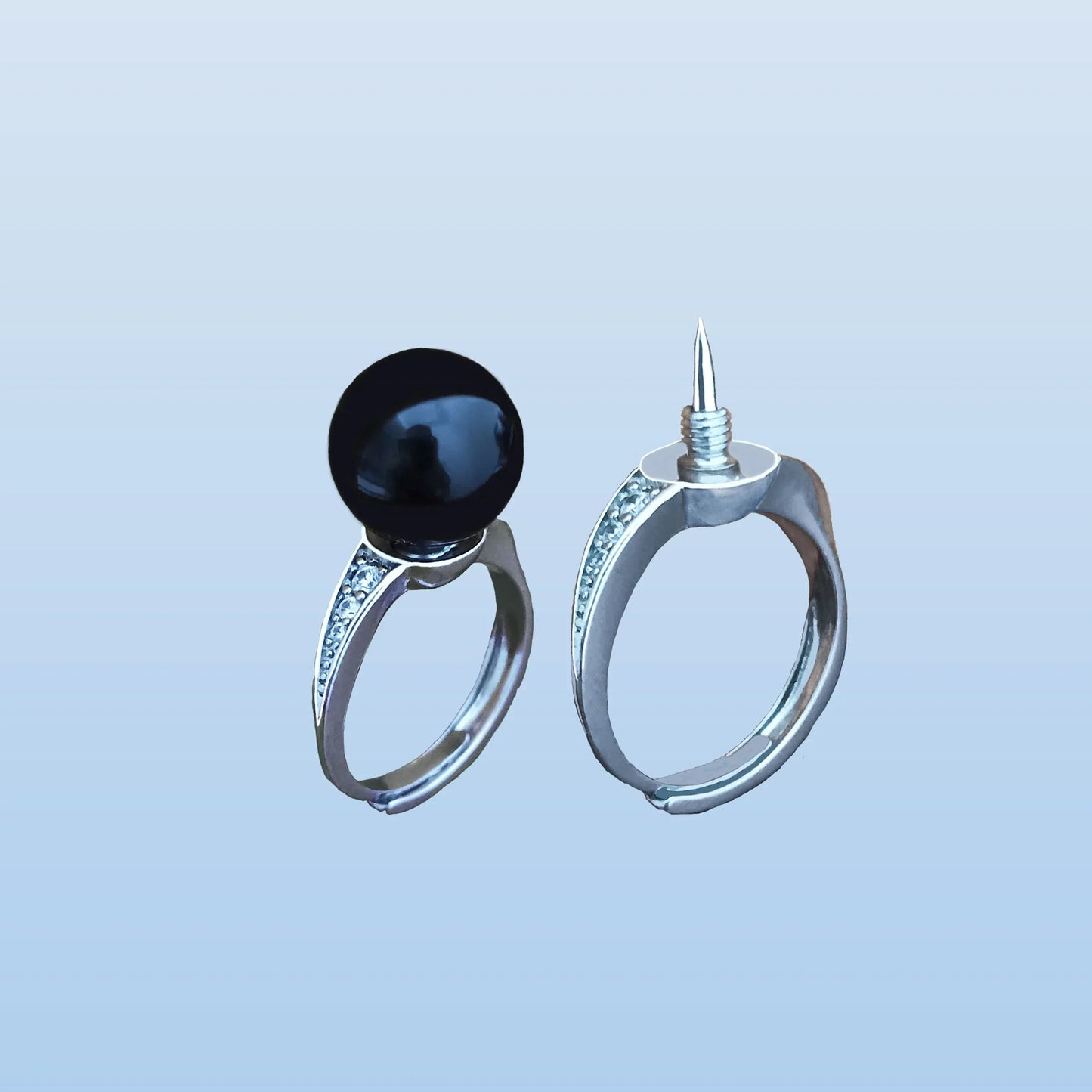 Norvo | Mysterious Black Pearl Hidden Knife Ring