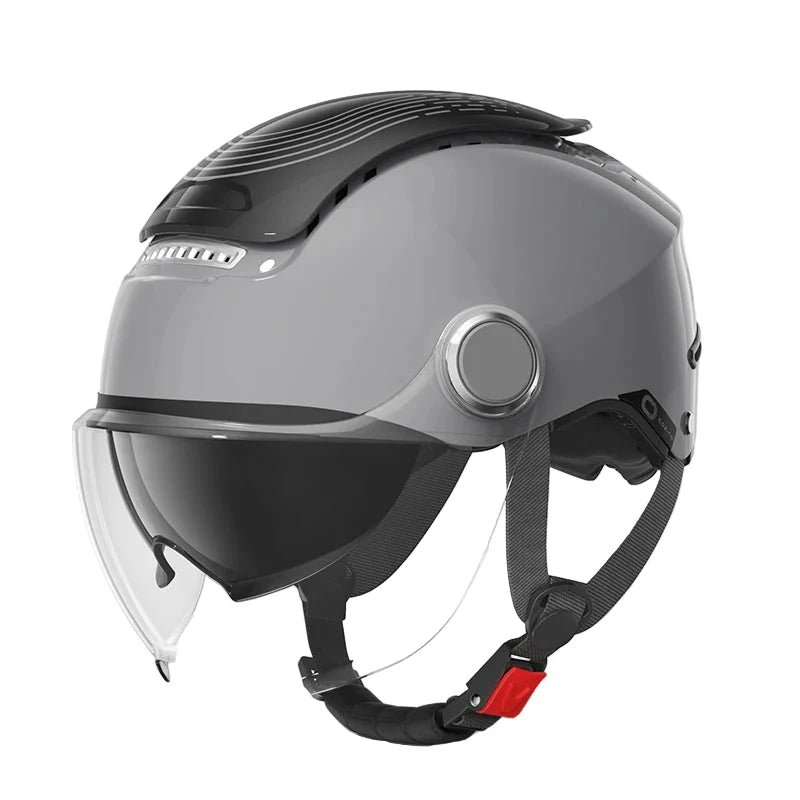 Norvo | Åpen ansikts motorsykkelhjelm med doble linser og pustende sommerdesign – RiderMax