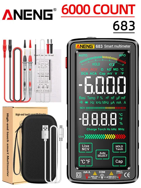Norvo | 683 Smart Multimeter - High-End Touch, 6000 Counts, Oppladbar