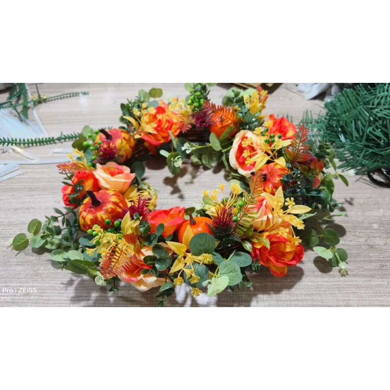 Norvo | Autumna Charm Høsthjerte | Grønn & Rattan | 40 cm | Håndlaget Dekorasjon for Høst & Thanksgiving