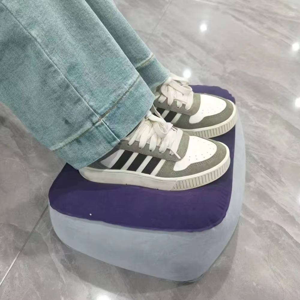 Norvo | Oppblåsbar Fotstøttepute - Benstøttepute for Reise, Kontor og Hjem