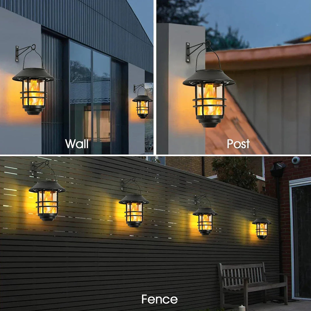 Norvo | Solarmoderne Trådløs Vanntett Blafrende Solflamme Lantern Lys | - WallLant