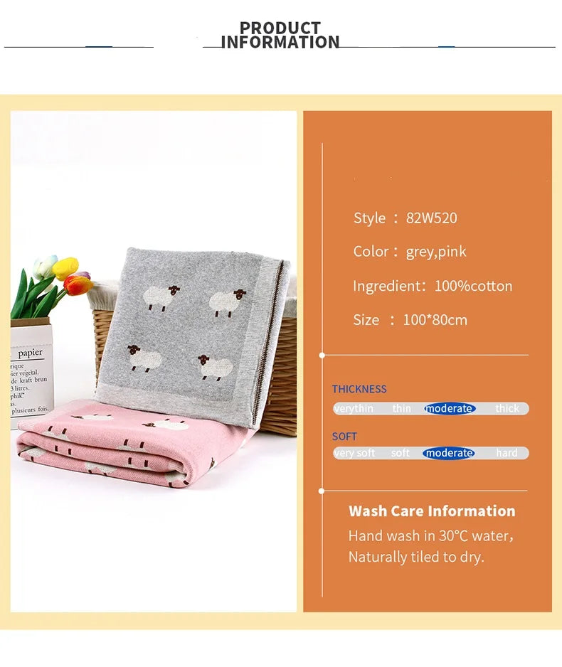 Norvo | Søtt babyteppe med sauemønster – Mykt og varmt teppe til barnevogn