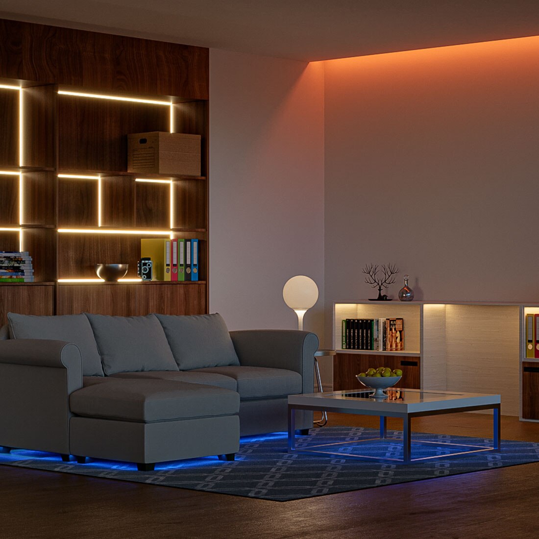 Norvo | L Formet Transparent LED Strip Koble