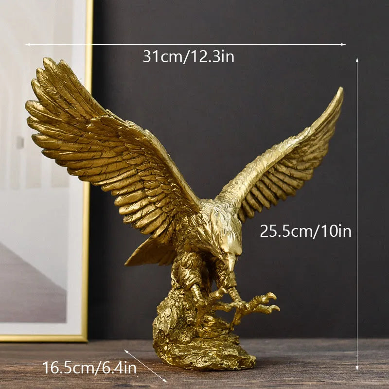 Norvo | Harpiks Gullørn Statue Kunst Dyremodell Samling Ornament Hjem Kontor Skrivebord Feng Shui Dekor Figurer enkel