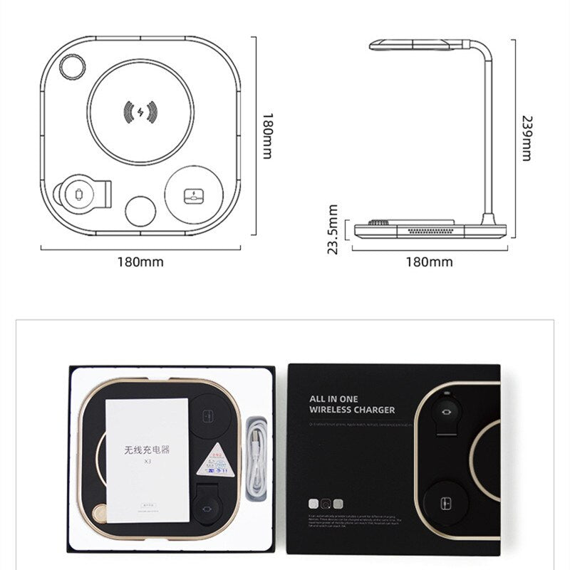 Norvo | Glow Trådløs Lader Stasjon LED Skrivebords Lampe