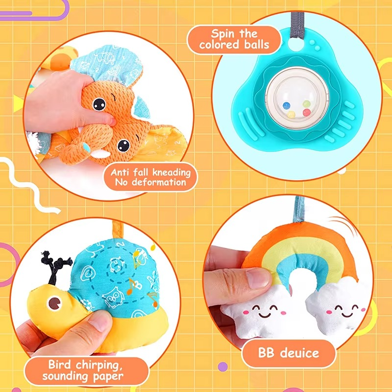 Norvo | Elefant Spiral Sanse Aktivitet Leketøy for Bilsete, Barnevogn og Køye