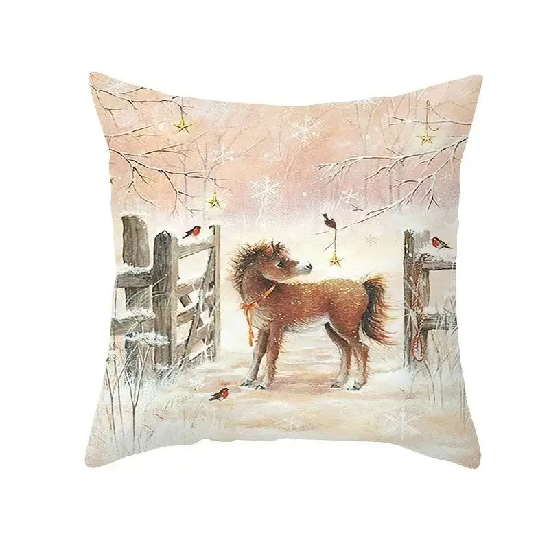 Juleputetrekk Sett – Elegant Juledekorasjon for Sofa og Stue, Festlige Putetrekk 45x45 cm, Høy- Kvalitets Bomull