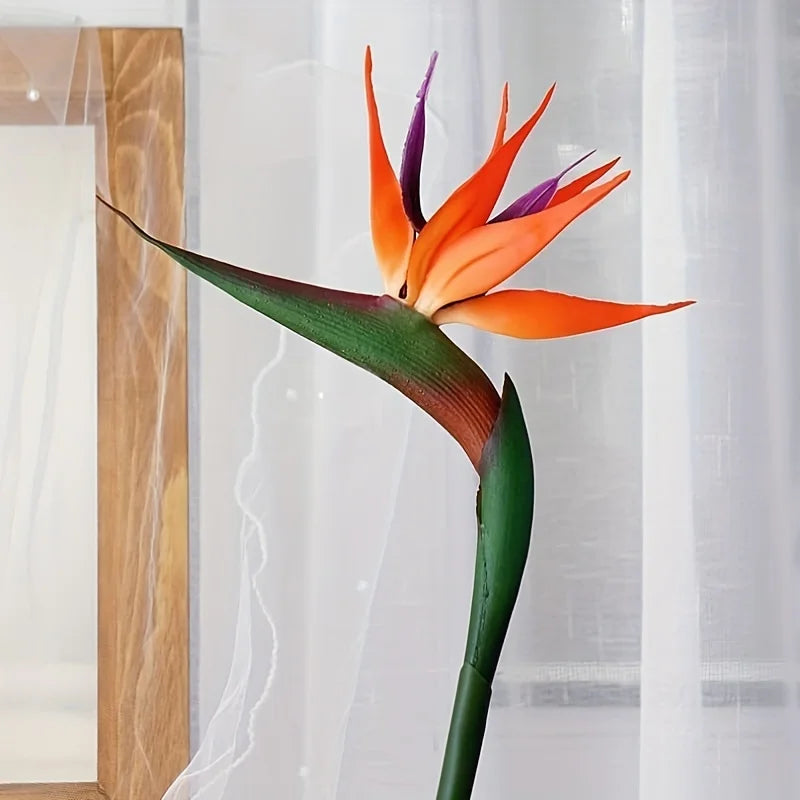 Norvo | Floriva 3 Delt Sett Kunstige Strelitzia | Papegøye Blomster | 24,5 cm Lange Stengler | Dekorasjon for Hjem, Kontor & Arrangementer