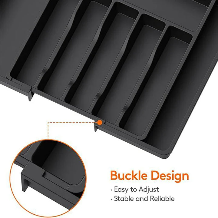 Norvo | Modulora Bestikkskuffinnsats | Utvidbar Bestikkorganisator | Justerbart Lagringssystem laget av PP | 38×35 cm