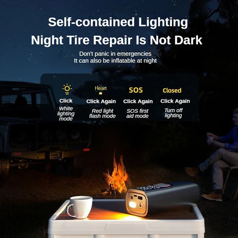 Norvo | Digitalt Batteri Luftpumpe AirSure Pro | 150 PSI | 6000 mAh Powerbank | LED Lys & Automatisk Stopp | For Bil, Sykkel, Ball & Mer