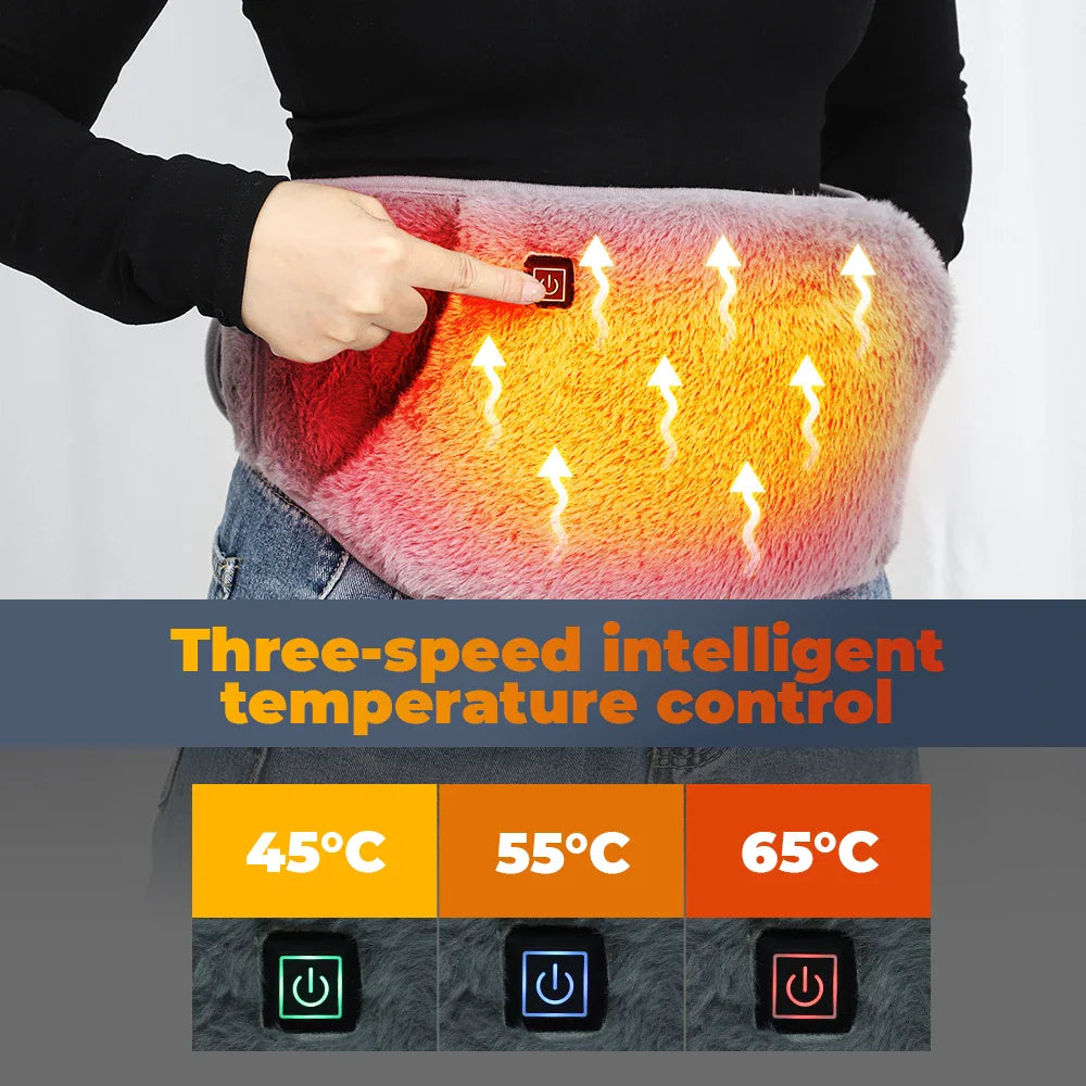 Norvo | ThermaBelt Pro | Elektrisk varmebelte med grafen-teknologi | 3-trinns temperaturkontroll | Hånd- og midjevarmer laget av krystallfløyel | USB-drevet