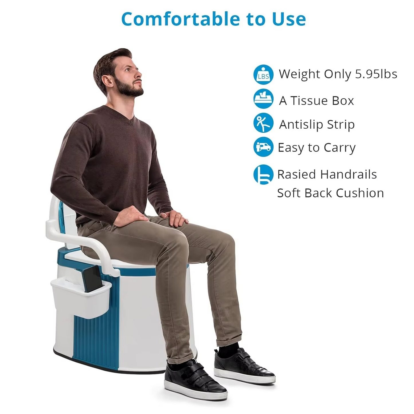 Norvo | Portable Comfort Commode med 5-gallon kapasitet og robuste håndtak