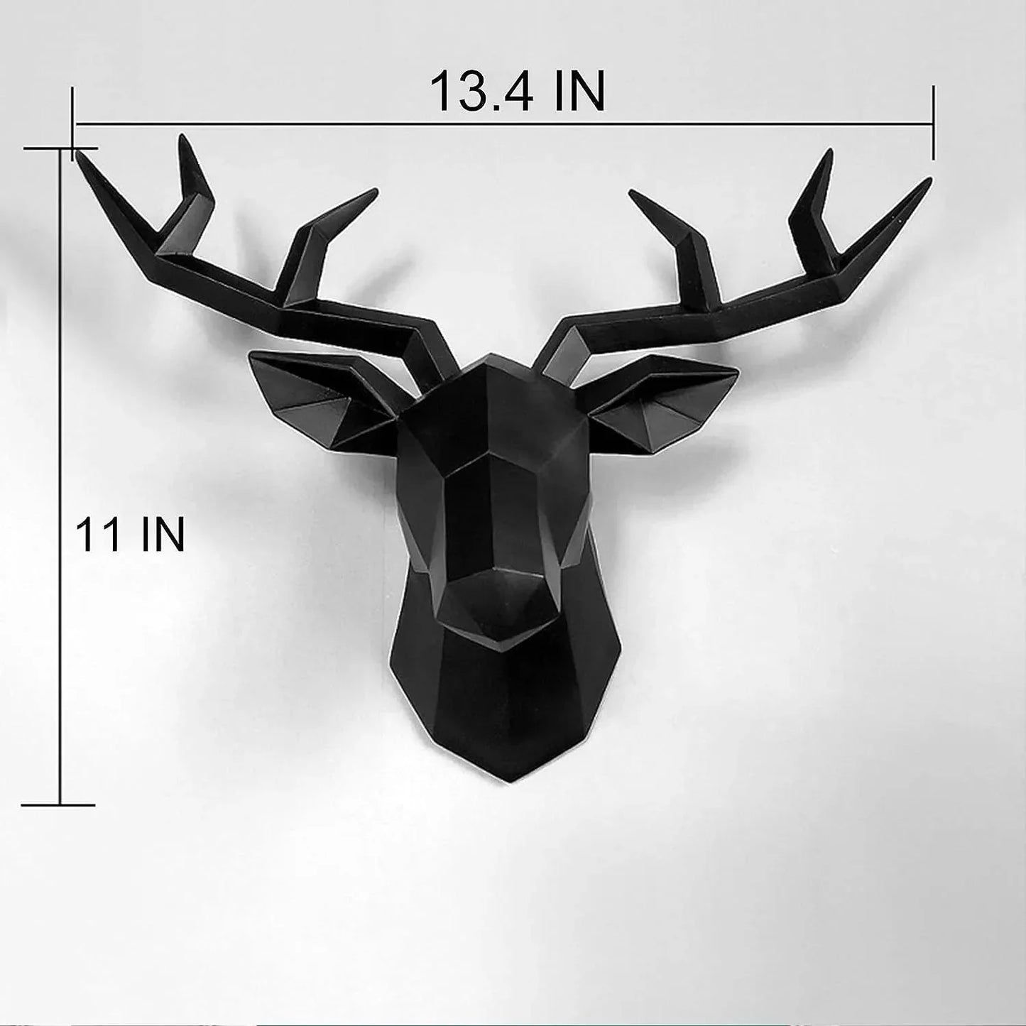 Norvo | 3D-Hjortehode Skulptur, geometrisk harpiks, dyrehjortehode veggdekorasjon, moderne hjemmedekor, luksuriøs dekorativ veggdekor