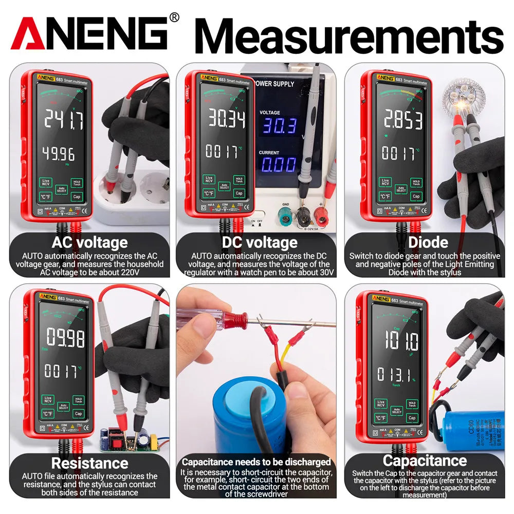 Norvo | 683 Smart Multimeter - High-End Touch, 6000 Counts, Oppladbar