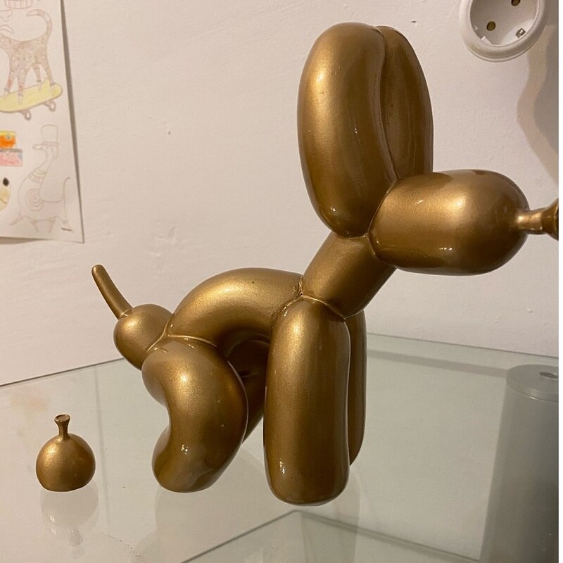 Norvo | Ballonghund Skulptur, Ballongkunst Statue, Mini Samlefigur, Hjemmedekorasjon, Harpiksk Figur, Skrivebordsdekorasjoner, Romdekorasjon