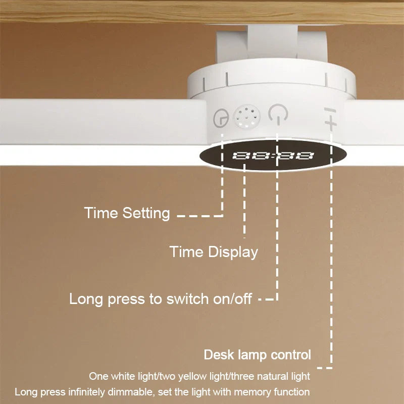 Norvo | LED Skrivebord Lampe ClarioMag | Med Klokke & Alarm | Magnetisk & USB Oppladbar | Trinnløst Dimmbar | 35 cm
