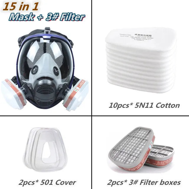 Norvo | Full Face Respirator Maske med Antidugg Linse og Industrielle Gassfiltre