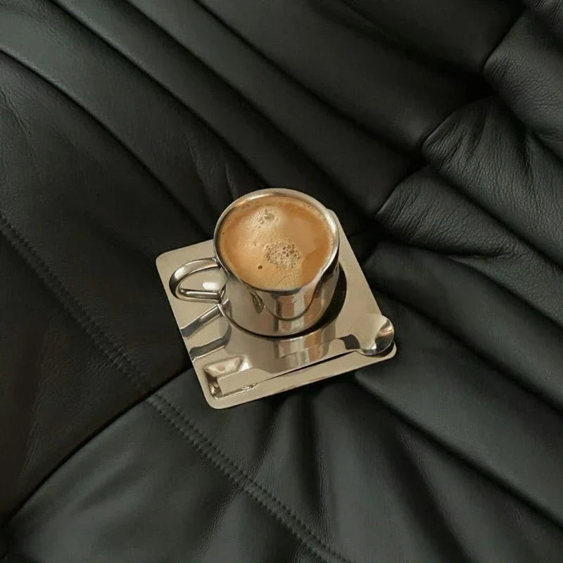 Norvo | Rustfritt Stål Kaffe Kopp og Fat