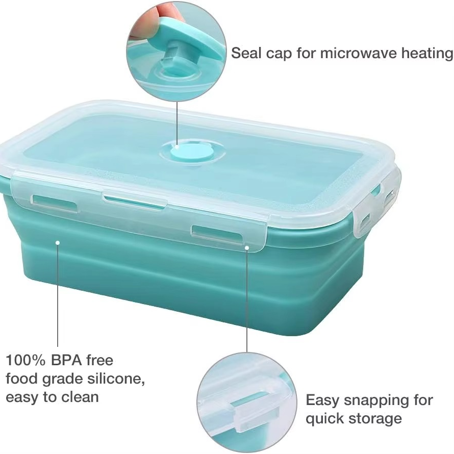 Norvo | Sammenleggbare silikon matlagringsbeholdere med lokk 3-pakning sett 40oz