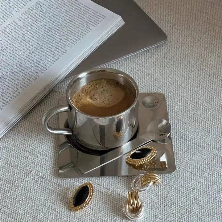 Norvo | Rustfritt Stål Kaffe Kopp og Fat