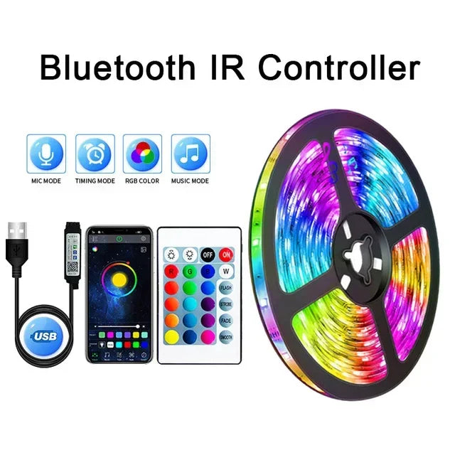 Norvo | USB RGB LED Strip Lyskilder med Appkontroll for Rom & TV Bakgrunnsbelysning Dekor