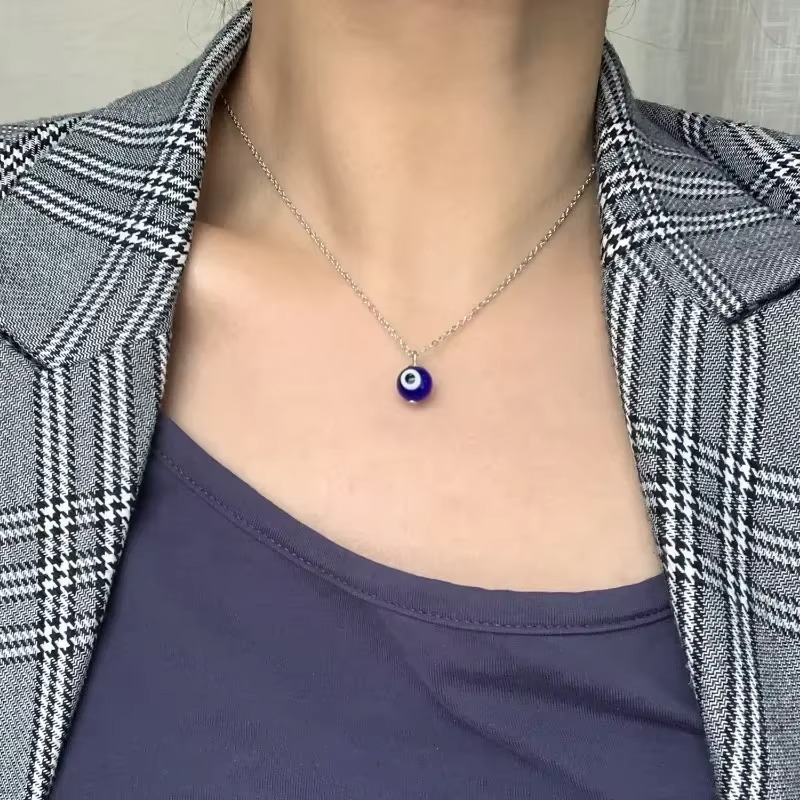 Norvo | Blå Ondt Øye Krageben Halskjede i Rustfritt Stål