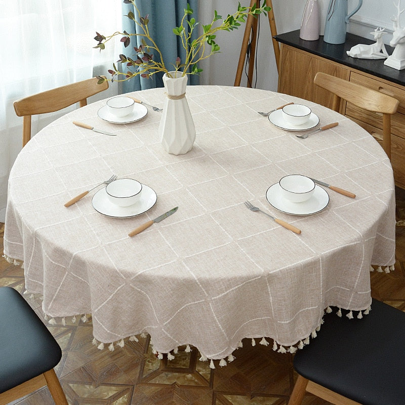 Norvo | Estetisk Rund Linched Tablecloth