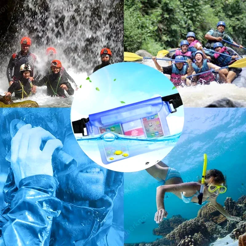 Norvo | Vanntett Hofteveske AquaSafeX | 3-felts Tetting | Gjennomsiktig Tørrveske for Smartphone & Verdisaker | Justerbar Stropp