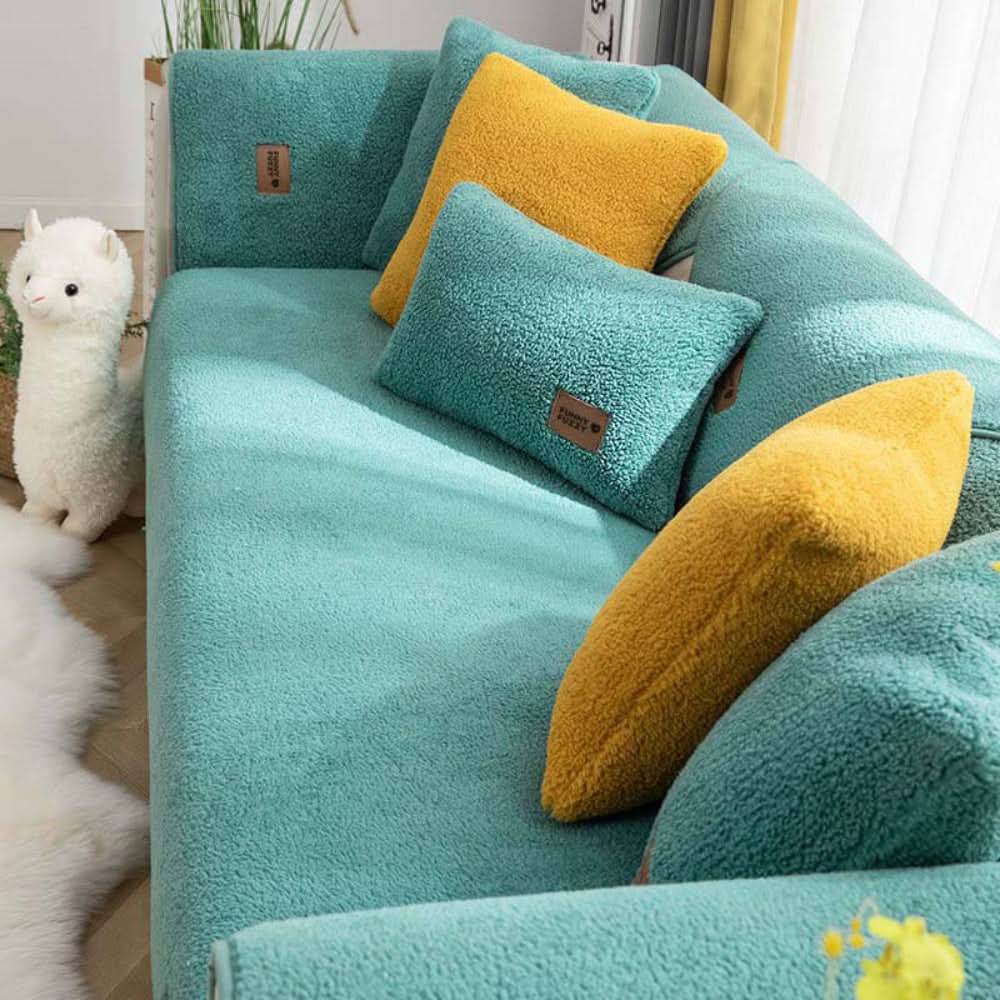 Norvo | Vanntett Sherpa Fleece Sofa Deksel Avgir ikke Glid