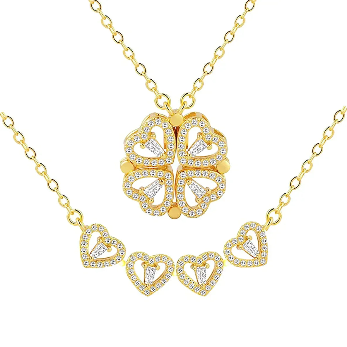 Norvo | Magnetisk Leaf & Hjerte Halskjede