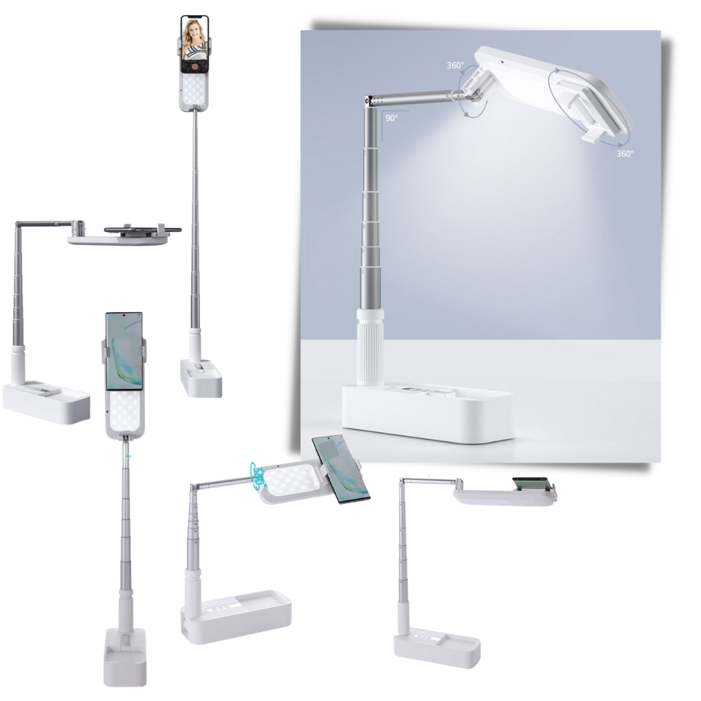Smarttelefonholder med integrert Bluetooth-lyssett