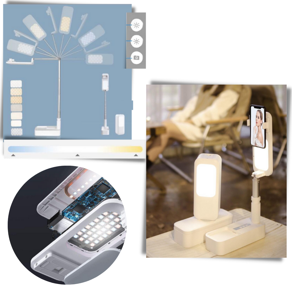Smarttelefonholder med integrert Bluetooth-lyssett