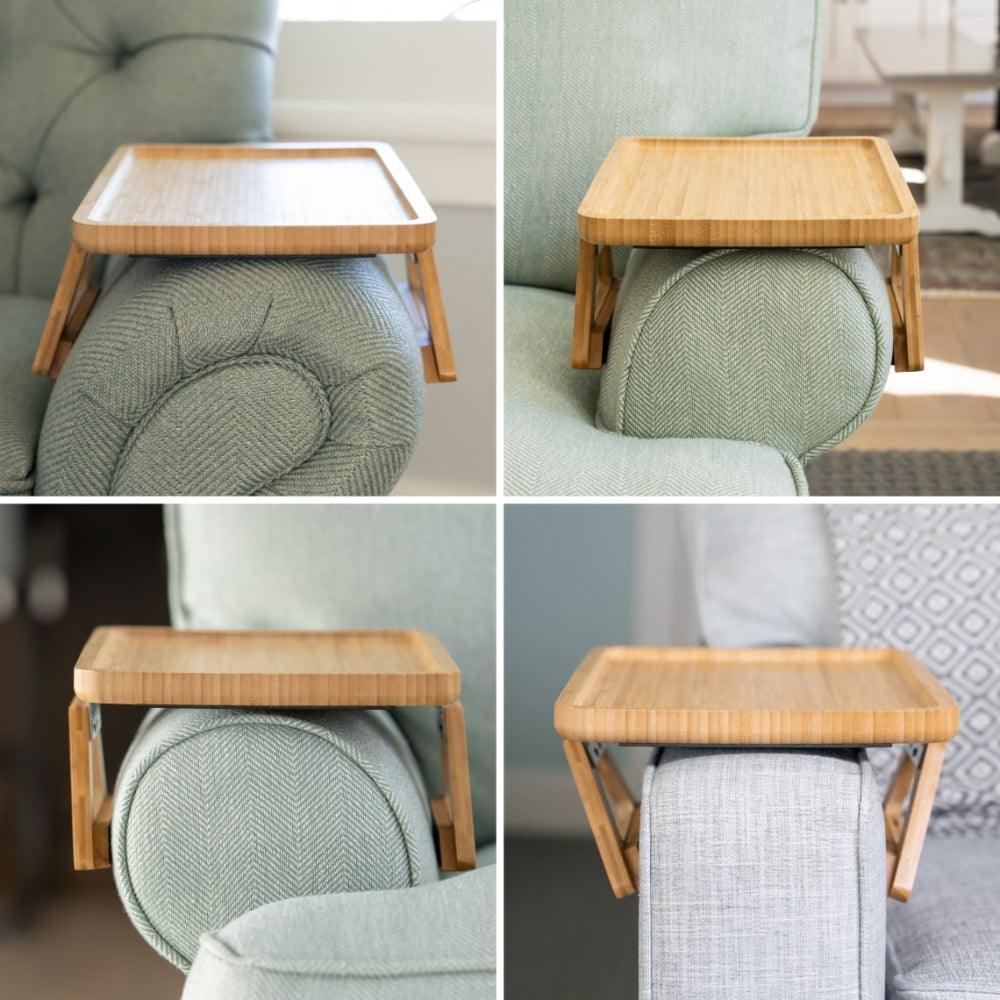 Norvo | SofaMate – Justerbart sofa armlene brett for drikke, snacks og fjernkontrolloppbevaring