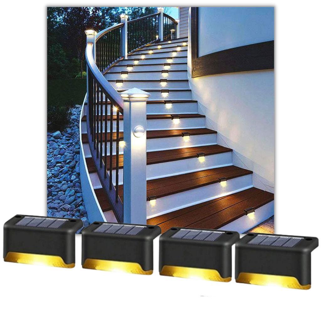 Solcelle LED-lys til trapper (4 stk)