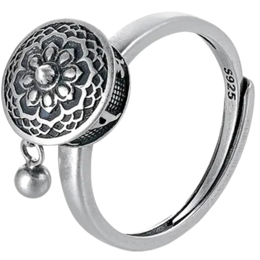 Spinnende buddhistisk mantra ring for kvinner