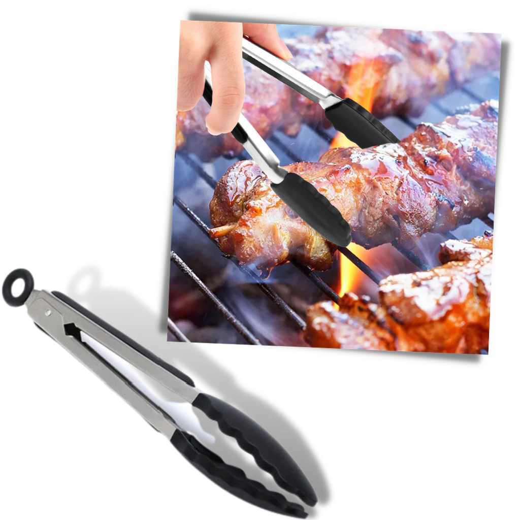 Grilltang i rustfritt stål med silikongrep